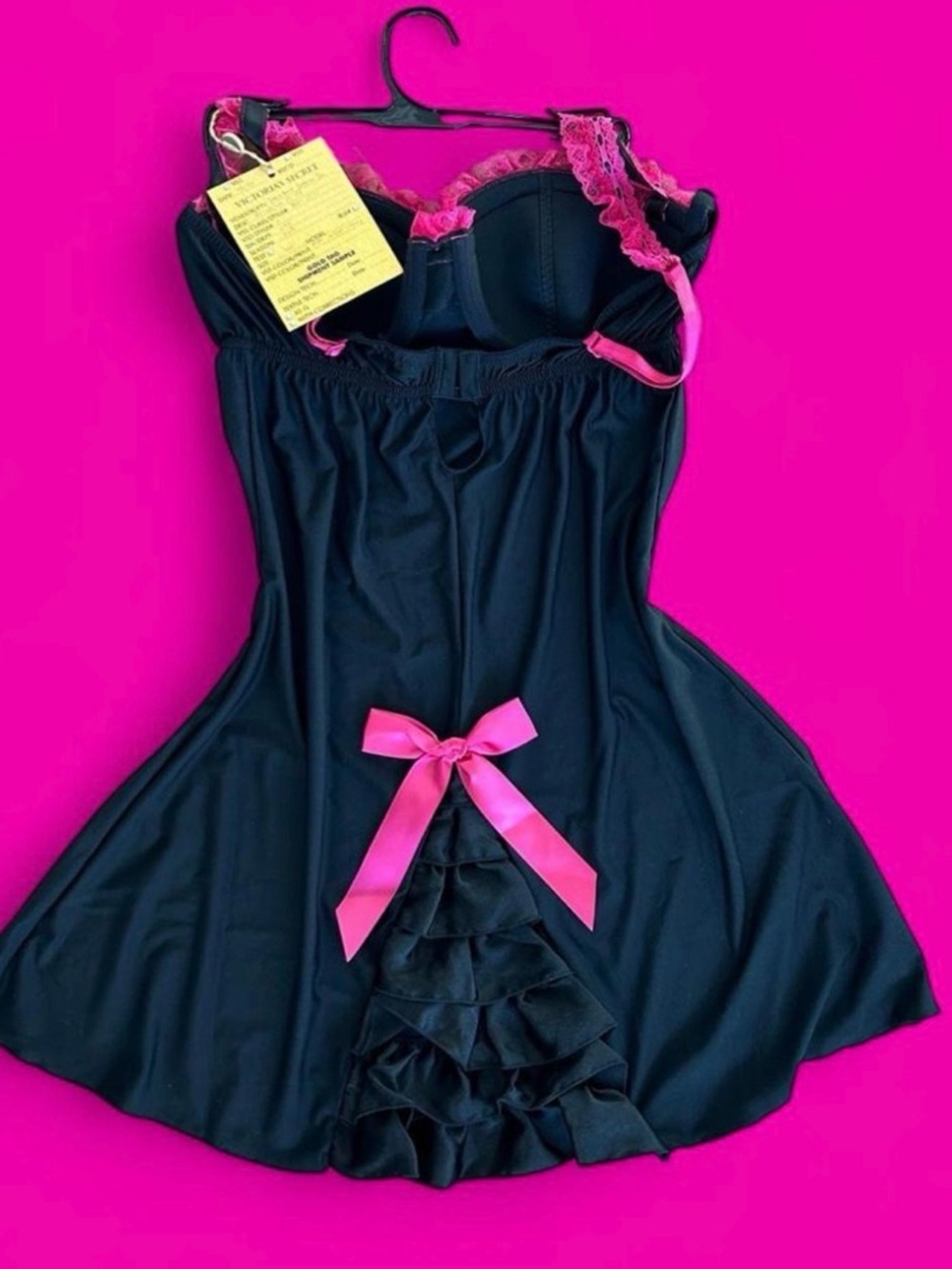 Victoria's Secret Black Slip with Pink Lace Trim - Picture 2 of 2